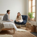 Lot de 2 fauteuil à bascule scandinave en tissu chenille avec accoudoirs pour salon ou chambre à coucher, bleu - LITHOPS
