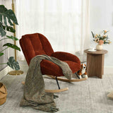 Fauteuil à bascule scandinave en tissu chenille avec accoudoirs pour salon ou chambre à coucher, rouge - LITHOPS
