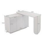 Bureau d'angle pivotant blanc en forme de L avec 3 placards de rangement