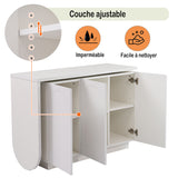 Bureau d'angle pivotant blanc en forme de L avec 3 placards de rangement