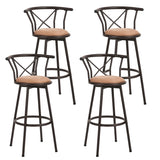 Lot de 4 tabourets de bar industriels pivotants avec dossier en tissu marron - HAILEY 29