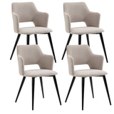 Lot de 4 fauteuils de salle à manger scandinaves avec accoudoirs en tissu beige - AKANJI