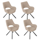 Set of 4 Scandinavian dining chairs with beige fabric armrests - Beth