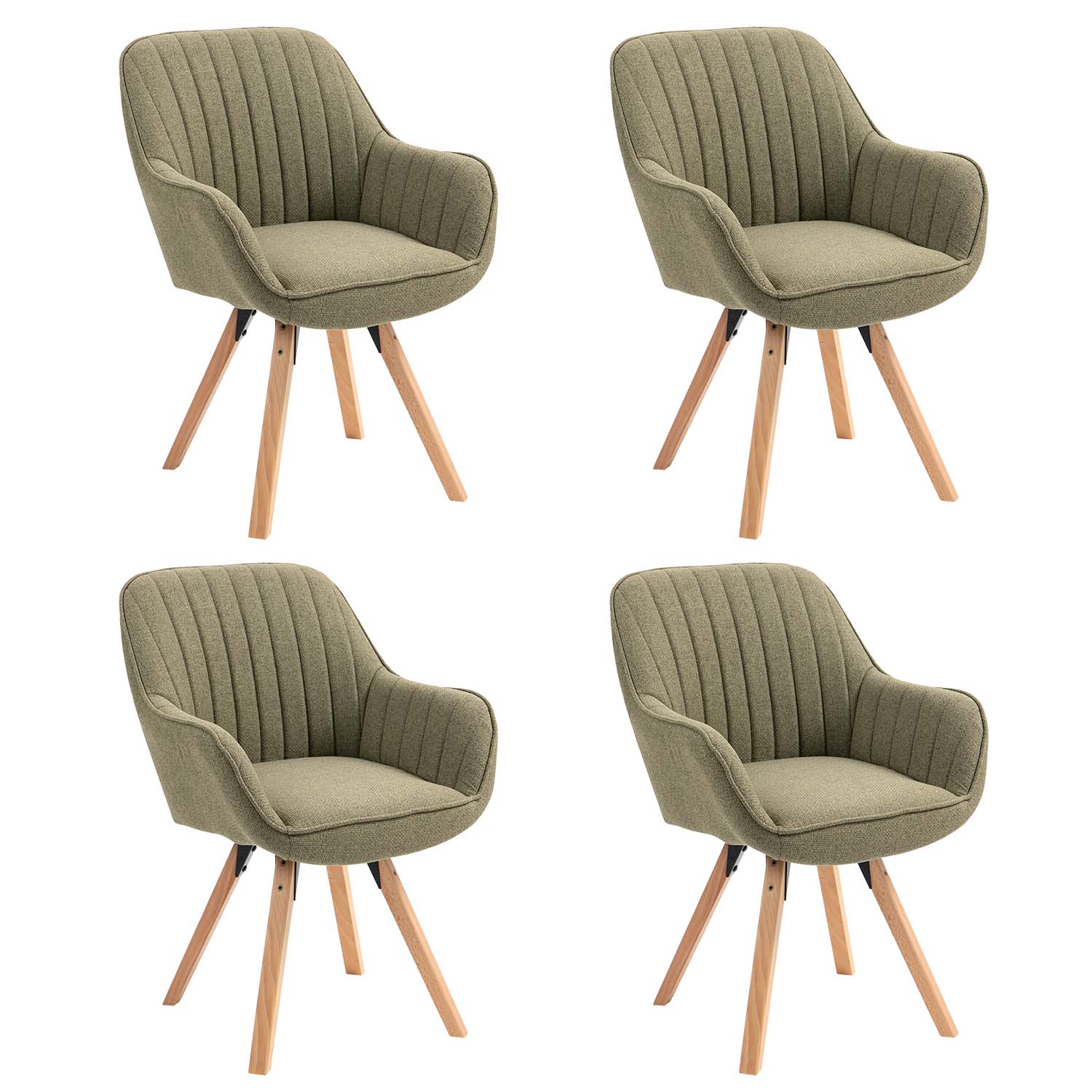 Lot de 4 chaises de salle à manger confortables en tissu vert pivotantes 360° - CARSON FABRIC GREEN 4PCS