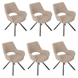 Set of 6 Scandinavian dining chairs with beige fabric armrests - Beth