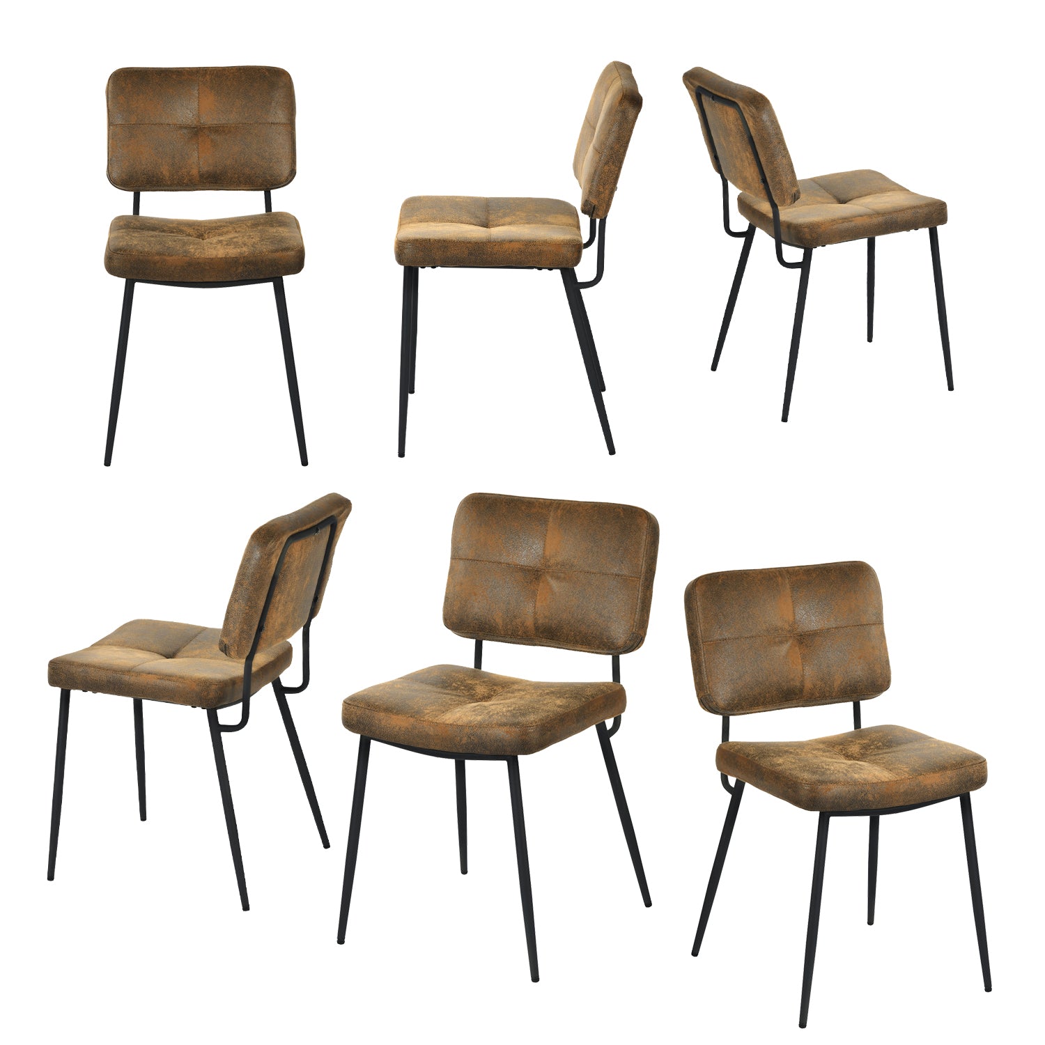 Set of 6 industrial suede dining room chairs - KAROMI