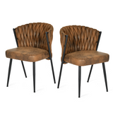 Set von 2 Esszimmerstühlen Retro -Vintage -Stil mit geflochtener Datei in Brown Wildleder - Miliana