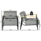 Lounge armchair with armrests in beige corduroy - DOMCO