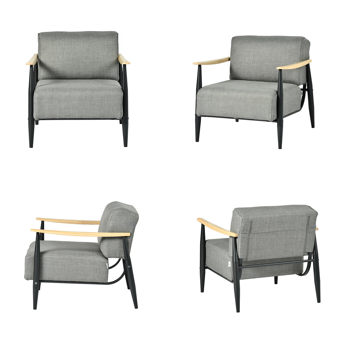 Lounge armchair with armrests in beige corduroy - DOMCO
