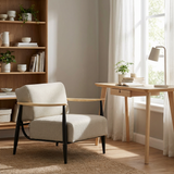 Fauteuil en tissu beige - MOLICA