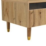 Table basse en MDF couleur chêne clair avec éclairage LED