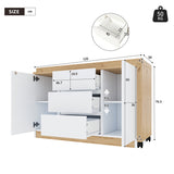 Bureau pivotant multifonctionnel en MDF blanc et chêne