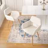 Lot de 2 fauteuils de salle à manger scandinaves avec accoudoirs en tissu mouton bouclette beige - CROMWELL