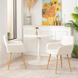 Lot de 4 fauteuils de salle à manger scandinaves avec accoudoirs tissu mouton bouclette beige - CROMWELL