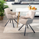 Set of 6 Scandinavian dining chairs with beige fabric armrests - Beth