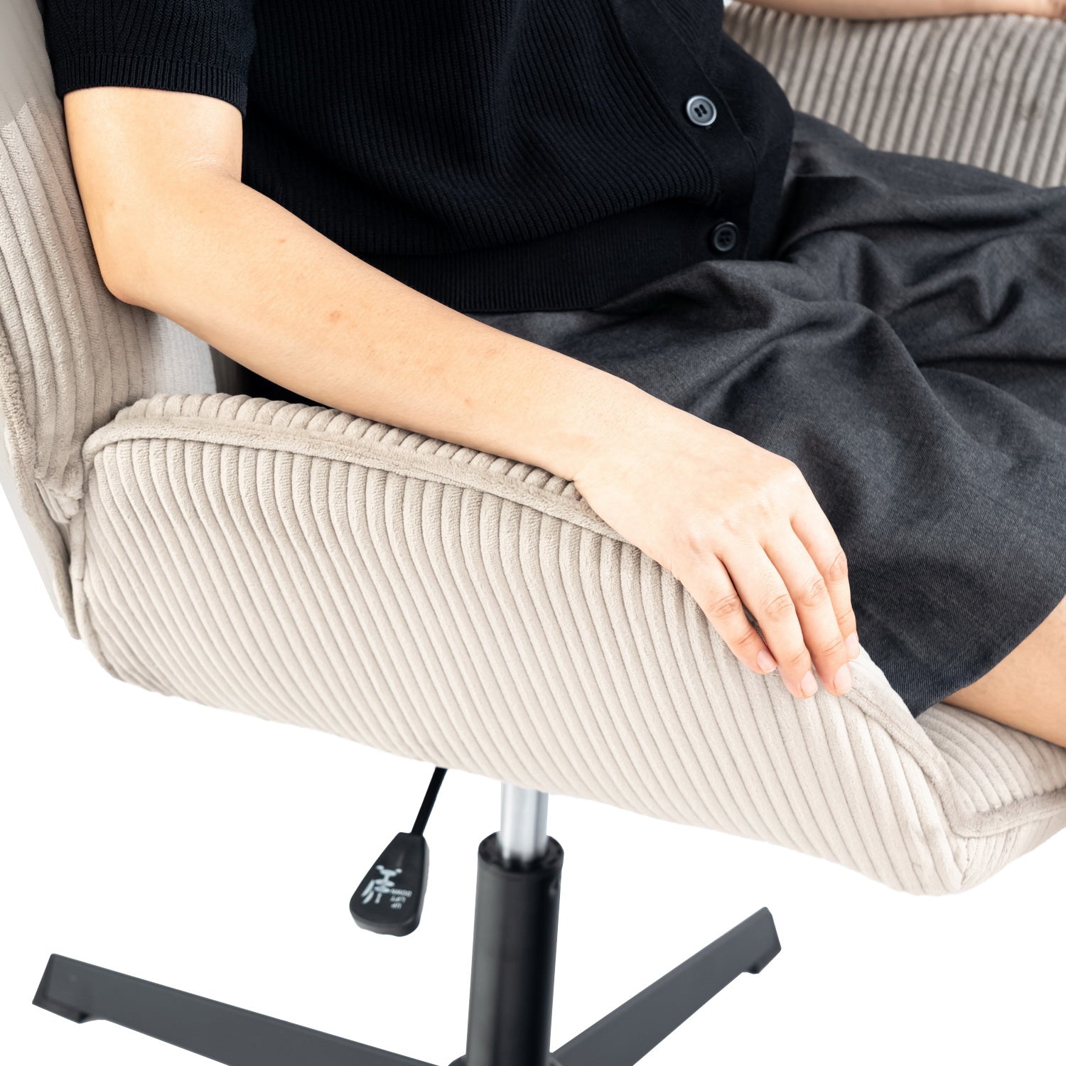 Swivel adjustable leisure chair with gray velvet armrests - Durothil