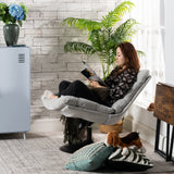 Fauteuil de loisirs réglable en tissu chenille gris pivotant à 360° - LAMBERY