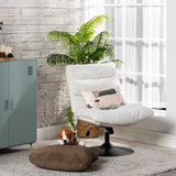 Fauteuil de loisirs réglable tissu mouton bouclette blanc pivotant à 360° - LAMBERY
