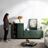 Armoire/Casier métallique vert au style industriel avec étagères et 2 portes - WALNUT