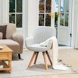 Comfortable dining room chair in beige fabric, 360° swivel - CARSON FABRIC BEIGE