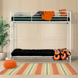 Ensemble lit superposé 90x190cm avec banquette convertible en métal blanc, et matelas futon pliable 2 places - LIBERTY N MICA