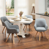 Set of 4 comfortable gray fabric dining room chairs with 360° swivel - CARSON FABRIC GRAY 4PCS