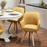 Set of 2 comfortable yellow fabric dining room chairs with 360° swivel - CARSON FABRIC YELLOW 2PCS