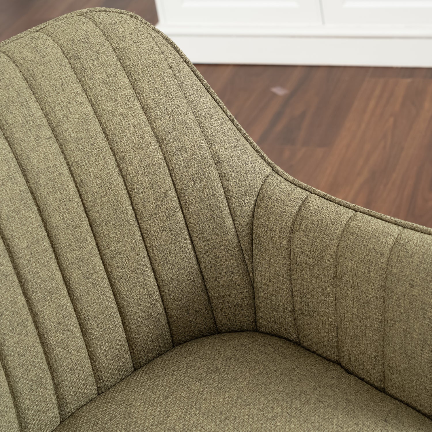 Comfortable dining room chair in green fabric with 360° swivel - CARSON FABRIC GREEN