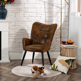 Fauteuil scandinave avec accoudoirs en suédine à surpiqûres - KANAS