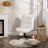 Adjustable leisure armchair in beige chenille fabric, 360° swivel - CHARLOTTE