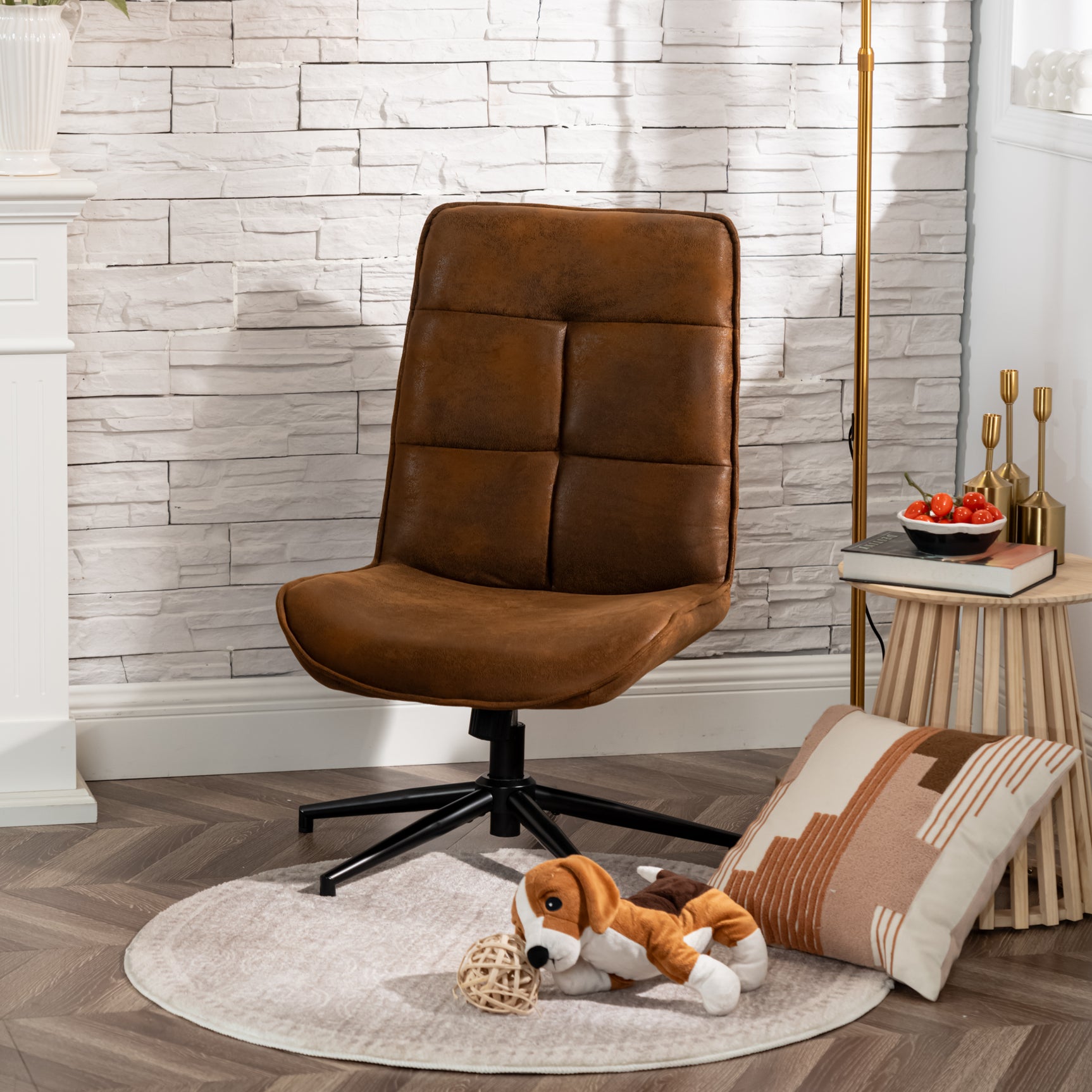 Leisure chair adjustable in 360 ° swivel suede - Charlotte