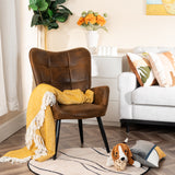 Fauteuil scandinave avec accoudoirs en suédine à surpiqûres - KANAS