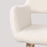Lot de 4 fauteuils de salle à manger scandinaves avec accoudoirs tissu mouton bouclette beige - CROMWELL