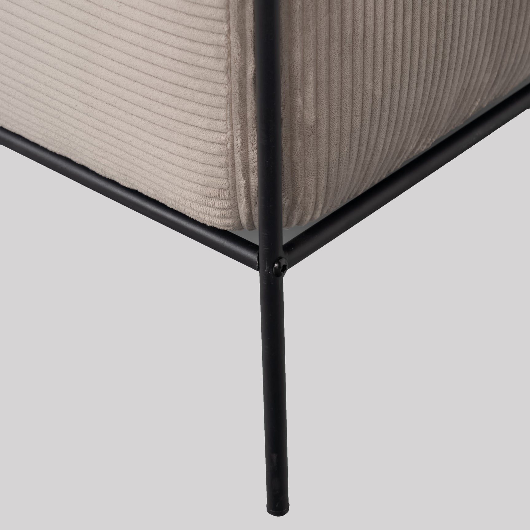 Lounge armchair with armrests in light taupe corduroy - DOMCO