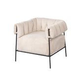 Lounge armchair with armrests in beige corduroy - DOMCO