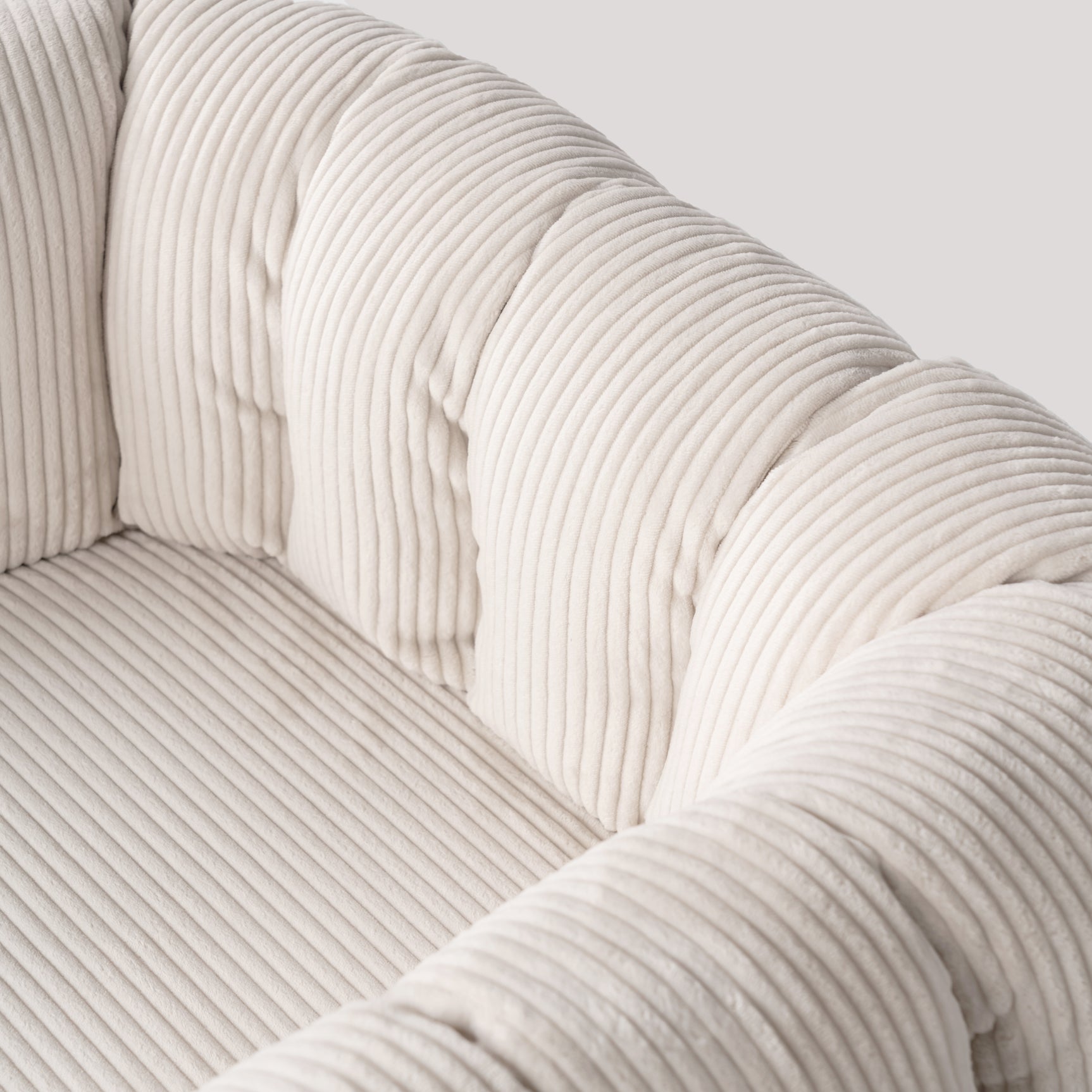 Lounge armchair with armrests in beige corduroy - DOMCO