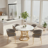 Set of 2 modern gray chopped fabric chairs with tilted wood and metal feet, ergonomic backrest and adjustable feet