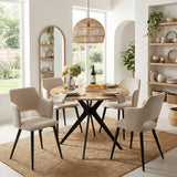 Round Table Table Table Table Timber Ø80 cm with 4 black velvet chairs, modern and comfortable style