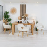Lot de 4 fauteuils de salle à manger scandinaves avec accoudoirs tissu mouton bouclette beige - CROMWELL