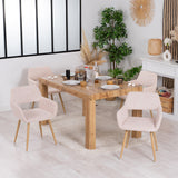 Set von 4 skandinavischen Esszimmer Sesseln mit beige Samtarmlehnen - Cromwell Cord