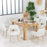 Lot de 6 fauteuils de salle à manger scandinaves avec accoudoirs en tissu mouton bouclette beige - CROMWELL