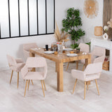 Set of 6 Scandinavian dining chairs with beige velvet armrests - Cromwell Corduroy