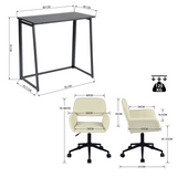 Ensemble bureau pliable en métal noir et fauteuil de bureau en velours côtelé beige âââââââ€?ASCOLI & ROSS