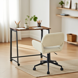 Ensemble avec bureau pliable industriel à roulettes et fauteuil en velours côtelé beige âââââââ€?ASCOLI & ROSS