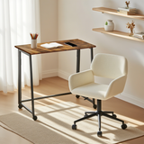 Ensemble avec bureau pliable industriel à roulettes et fauteuil en velours côtelé beige âââââââ€?ASCOLI & ROSS