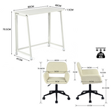Ensemble avec bureau pliable blanc à roulettes et fauteuil en velours côtelé beige âââââââ€?ASCOLI & ROSS