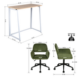 Ensemble bureau pliable et fauteuil de bureau en velours côtelé vert olive âââââââ€?ASCOLI & ROSS