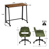 Ensemble avec bureau pliable industriel à roulettes et fauteuil en velours côtelé vert olive âââââââ€?ASCOLI & ROSS