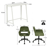 Ensemble avec bureau pliable blanc à roulettes et fauteuil en velours côtelé vert olive âââââââ€?ASCOLI & ROSS