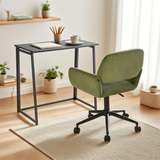 Ensemble bureau pliable en métal noir et fauteuil de bureau en velours côtelé vert olive âââââââ€?ASCOLI & ROSS